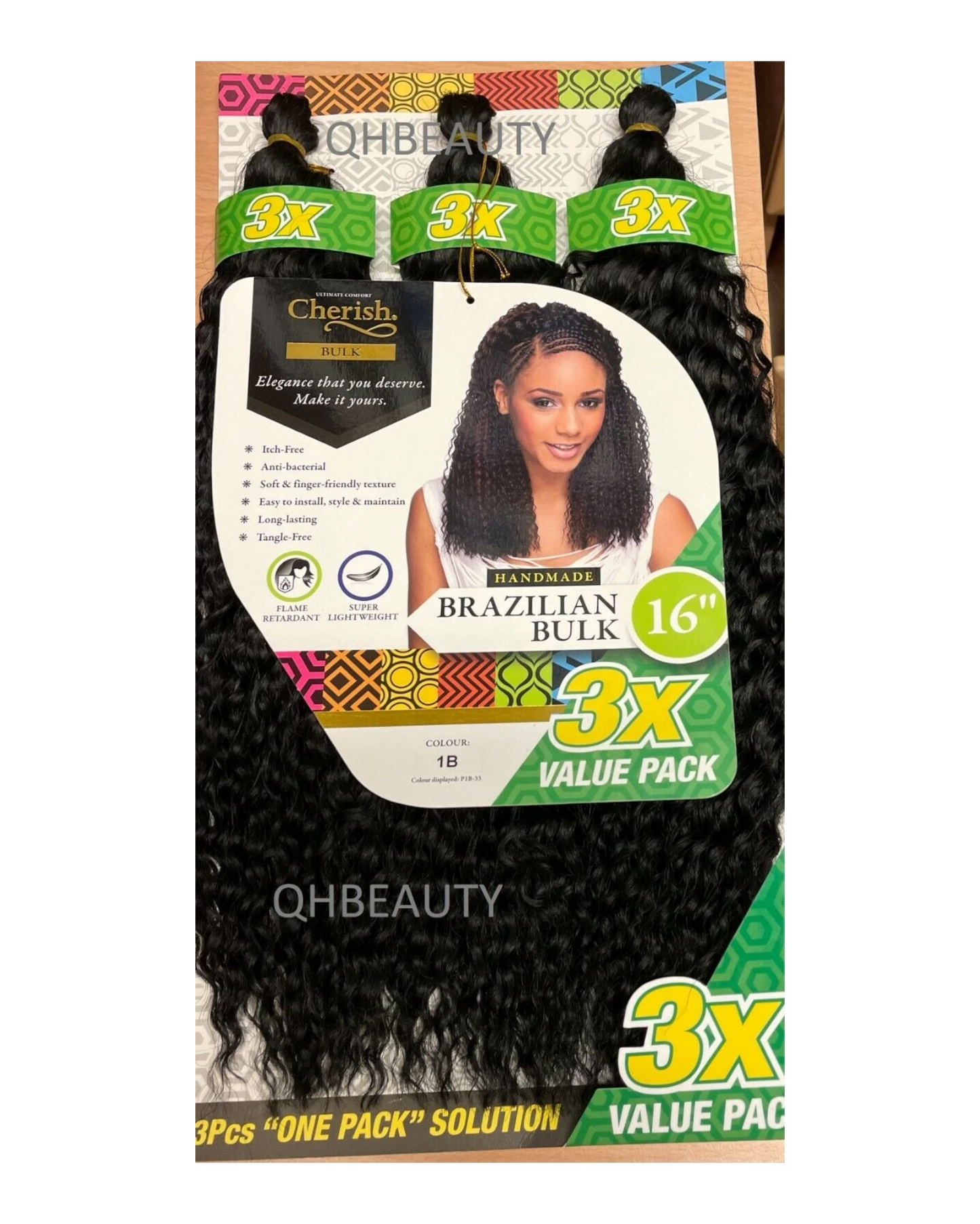 Cherish Synthetic Crochet Braid Hair Extension Handmade  3 x Brazilian Bulk 16''