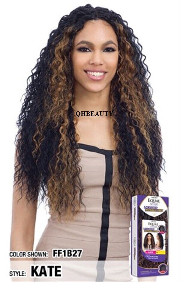 FREETRESS EQUAL SYNTHETIC INVISIBLE PART LACE FRONT LONG CURLY HAIR WIG - KATE