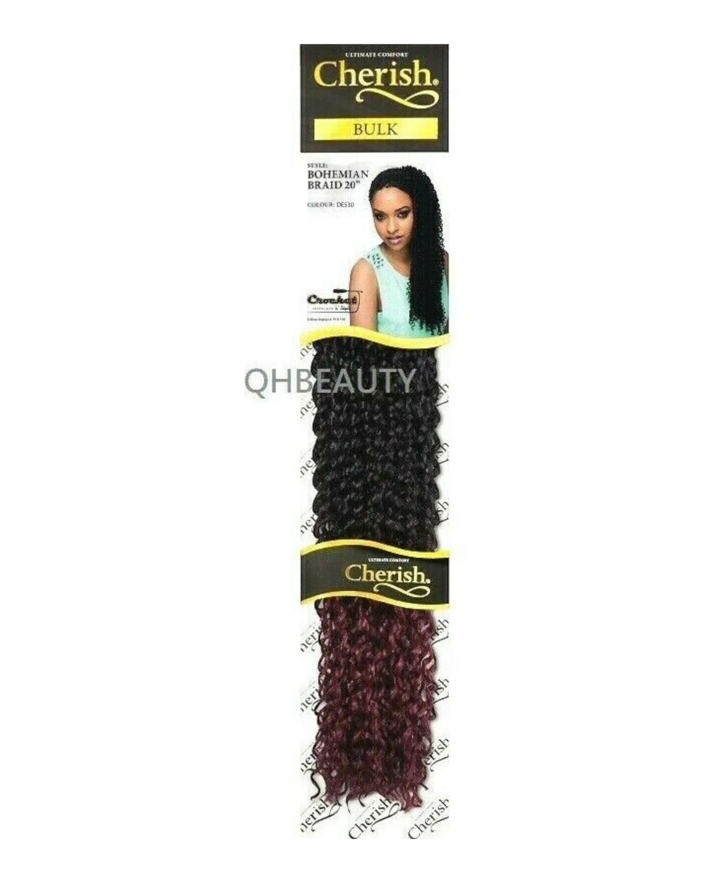 CHERISH SYNTHETIC CROCHET CURLY HAIR EXTENSION BRAID - BOHEMIAN BULK 20 INCH