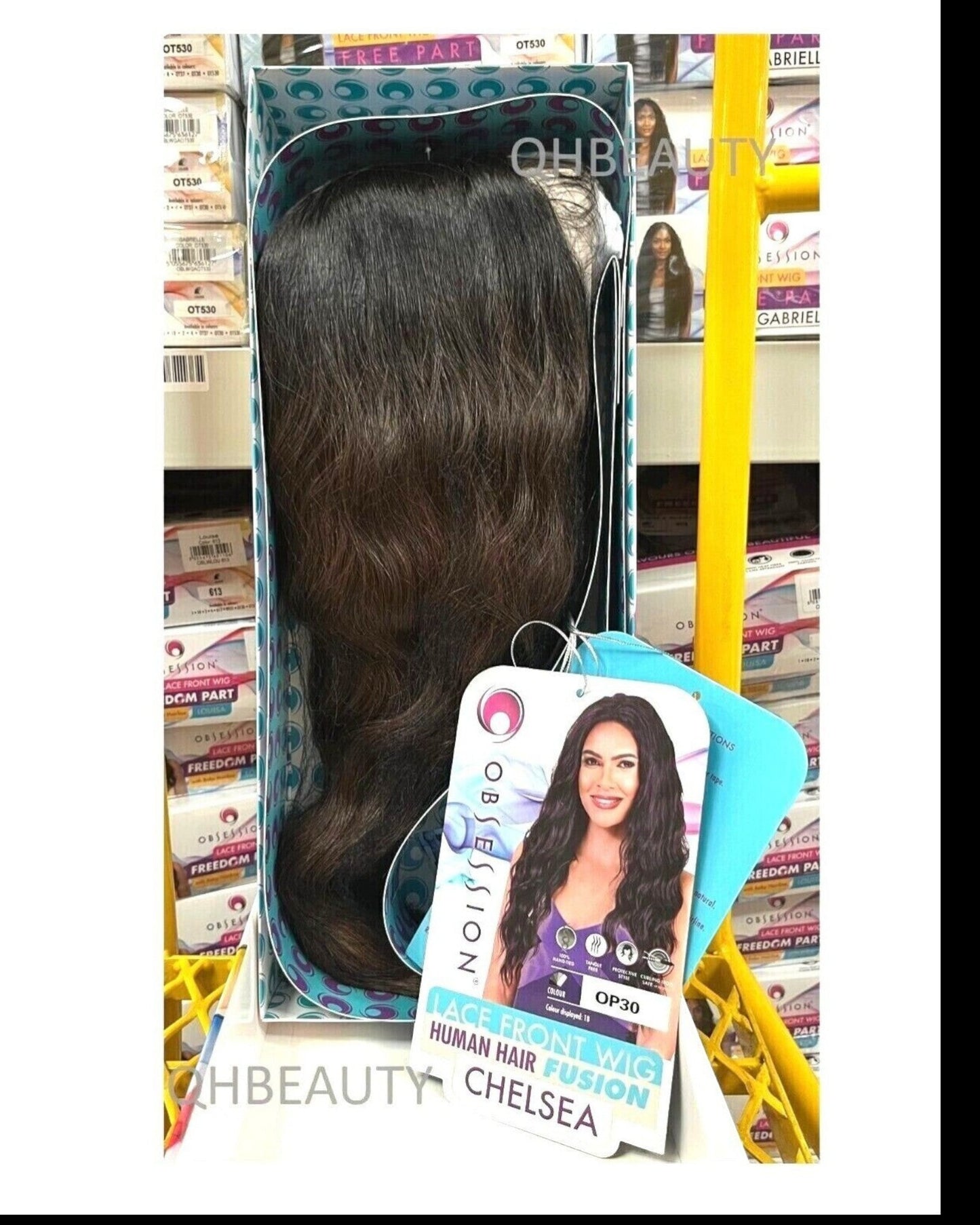 OBSESSION LACE FRONT HUMAN HAIR FUSION NATURAL BODWAVE CURLY HAIR WIG - CHELSEA