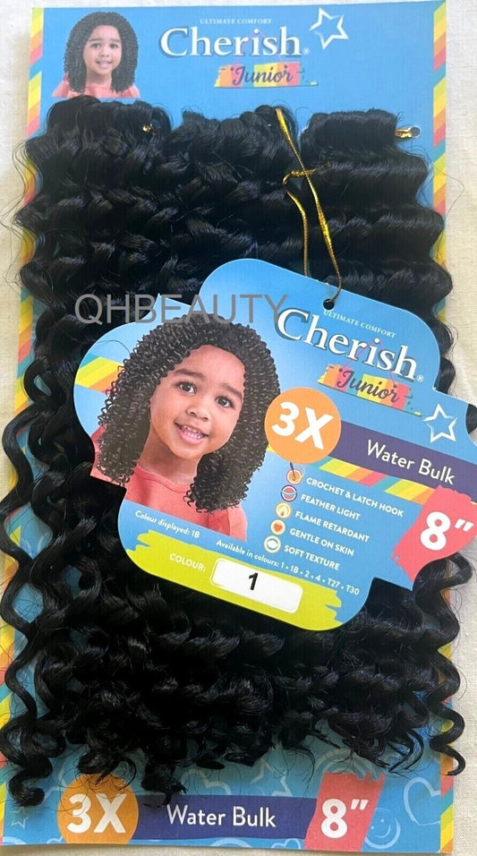 CHERISH SYNTHETIC JUNIOR KIDS CROCHET BRAID HAIR EXTENSION - 3 X WATER BULK 8''