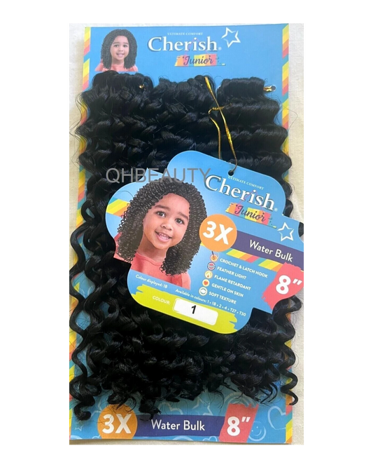 CHERISH SYNTHETIC JUNIOR KIDS CROCHET BRAID HAIR EXTENSION - 3 X WATER BULK 8''