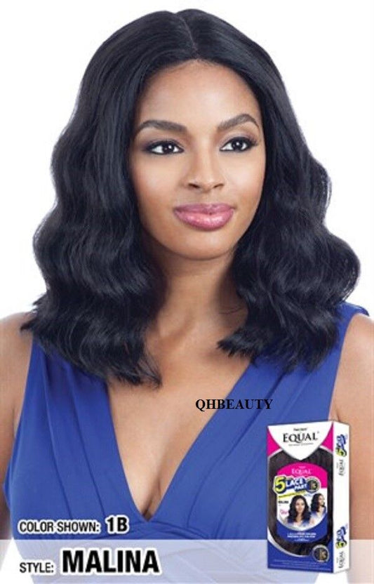 Freetress Equal Synthetic 5 Inch Lace Part Short Medium Wavy Hair Wig - MALINA