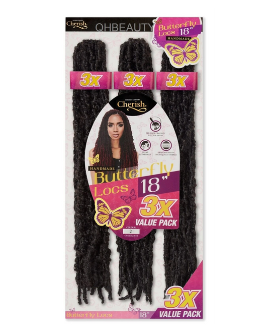 CHERISH SYNTHETIC CROCHET HAIR EXTENSION PRE LOOP BRAID - 3 X BUTTERFLY LOC 18''