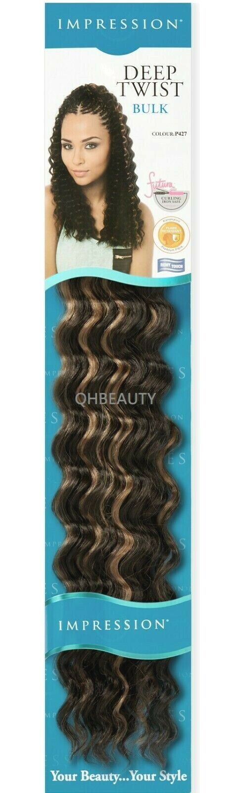 IMPRESSION SYNTHETIC CROCHET CURLY HAIR EXTENSION BRAIDS - DEEP TWIST BULK 22"
