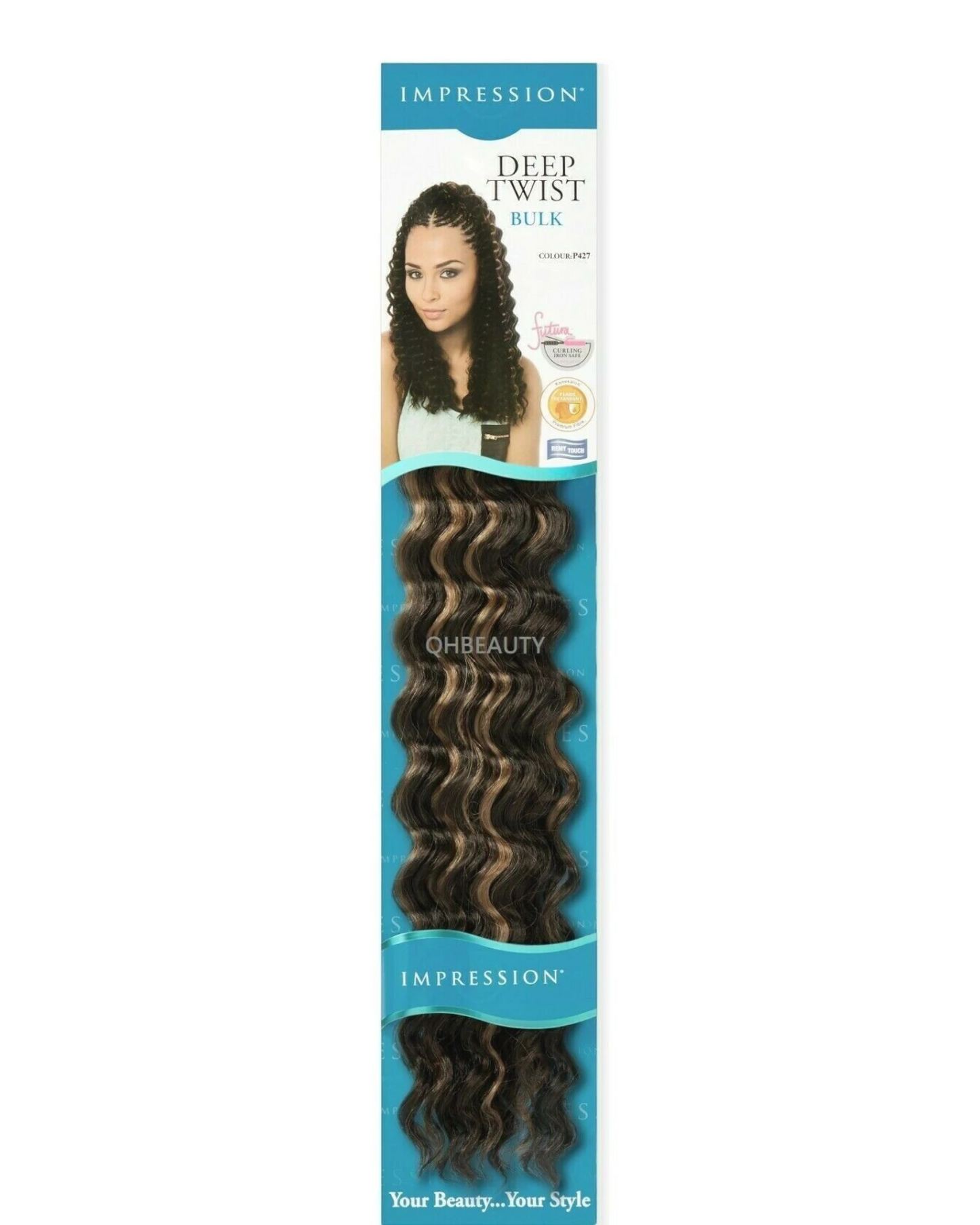 IMPRESSION SYNTHETIC CROCHET CURLY HAIR EXTENSION BRAIDS - DEEP TWIST BULK 22"