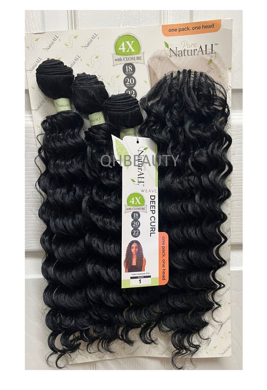 NaturALL SYNTHETIC CURLY HAIR EXTENSION 4 PCS WEAVE - DEEP CURL 18/20/22 INCHES