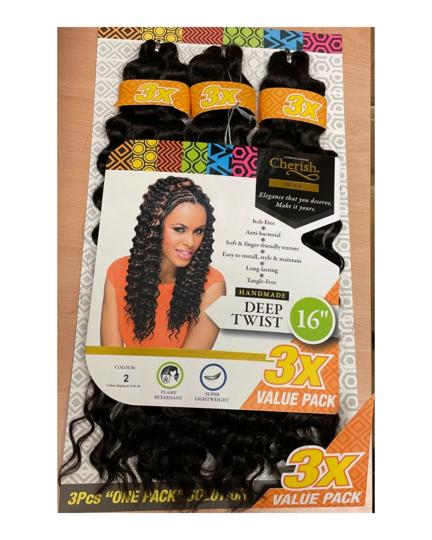 Cherish Synthetic Crochet Braid Hair Extension Handmade  3 x Deep Twist 16"