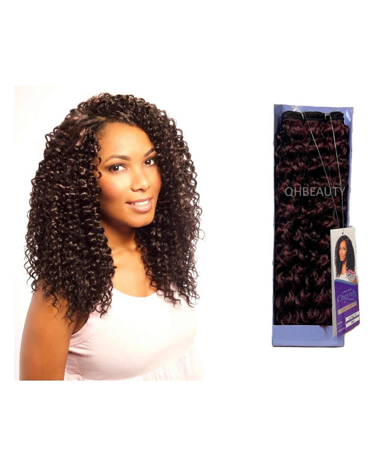 CHERISH SYNTHETIC FUTURA LONG CURLY HAIR EXTENSION WEAVE - LURING 14 INCHES