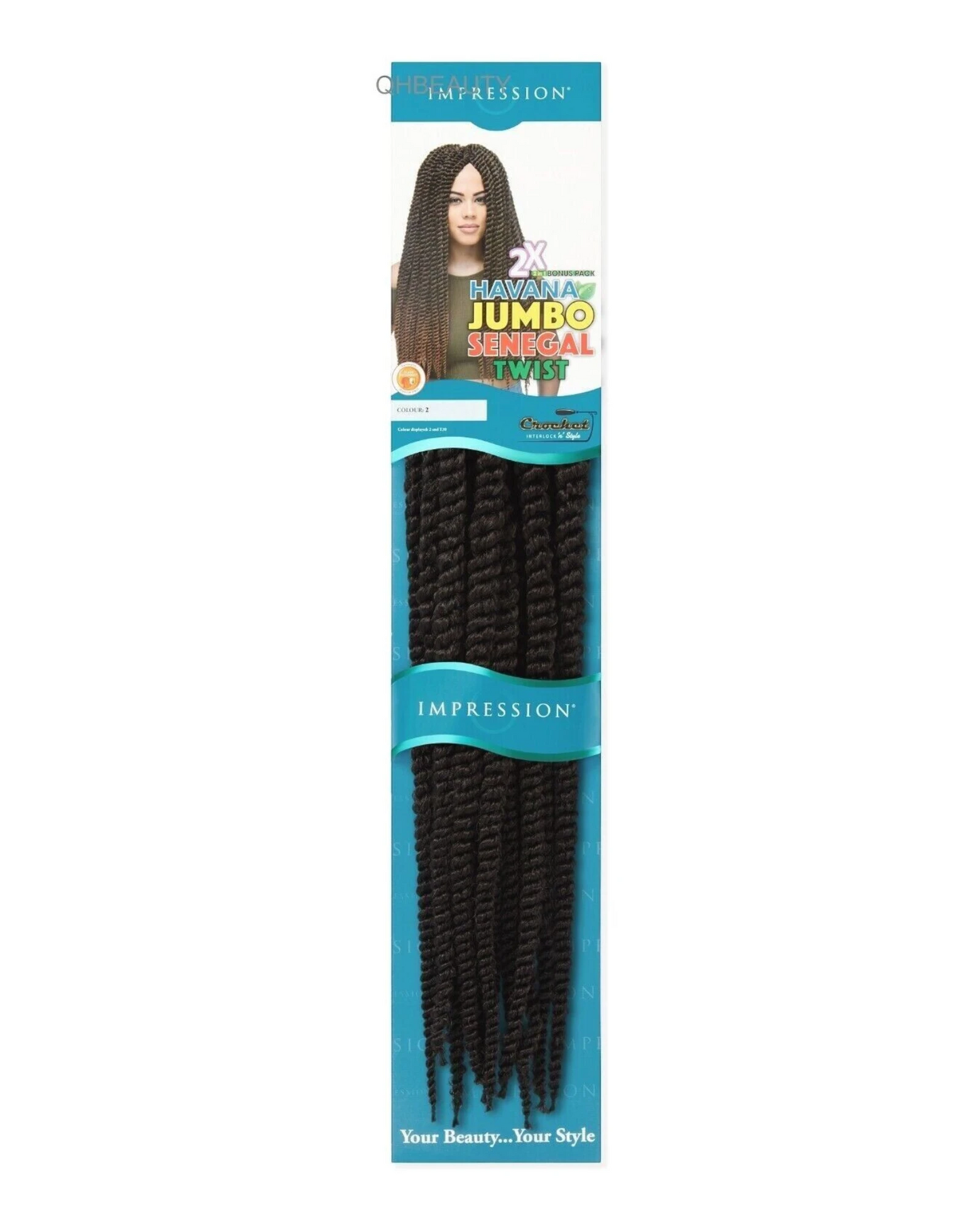 IMPRESSION CROCHET BULK HAIR EXTENSION BRAID -  2 X HAVANA JUMBO SENEGAL TWIST
