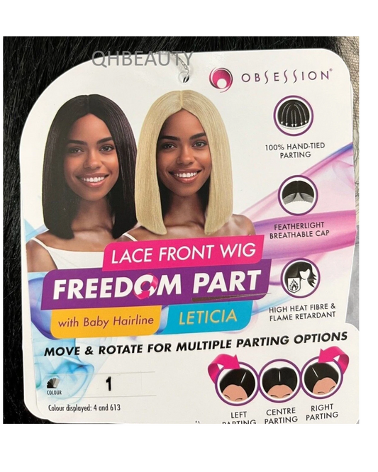 Obsession Synthetic Lace Front Free Part Hand Tied Straight Hair Wig - Leticia