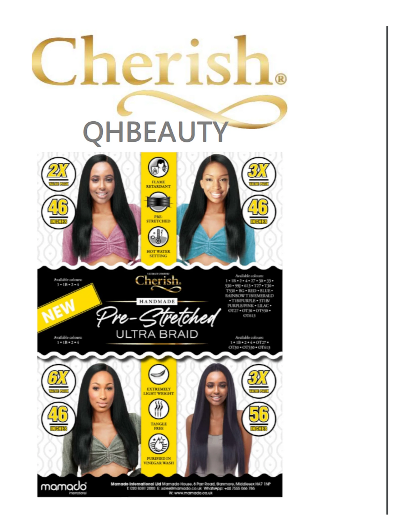 Cherish Synthetic Crochet Hair Extension VP Pre Stretched  6 X ULTRA BRAID 46''