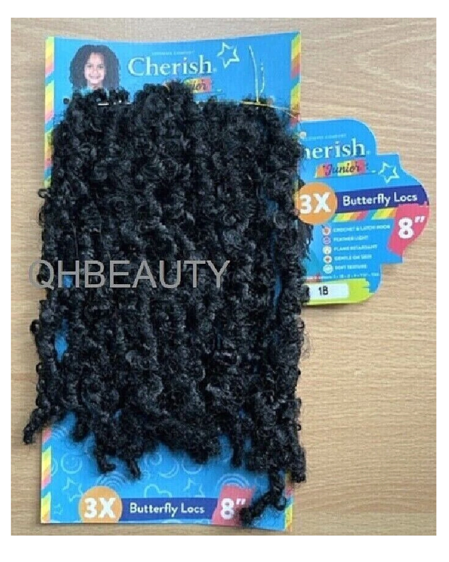 CHERISH SYNTHETIC JUNIOR KIDS CROCHET BRAID HAIR EXTENSION - 3 X BUTTERFLY LOCS 8 ''
