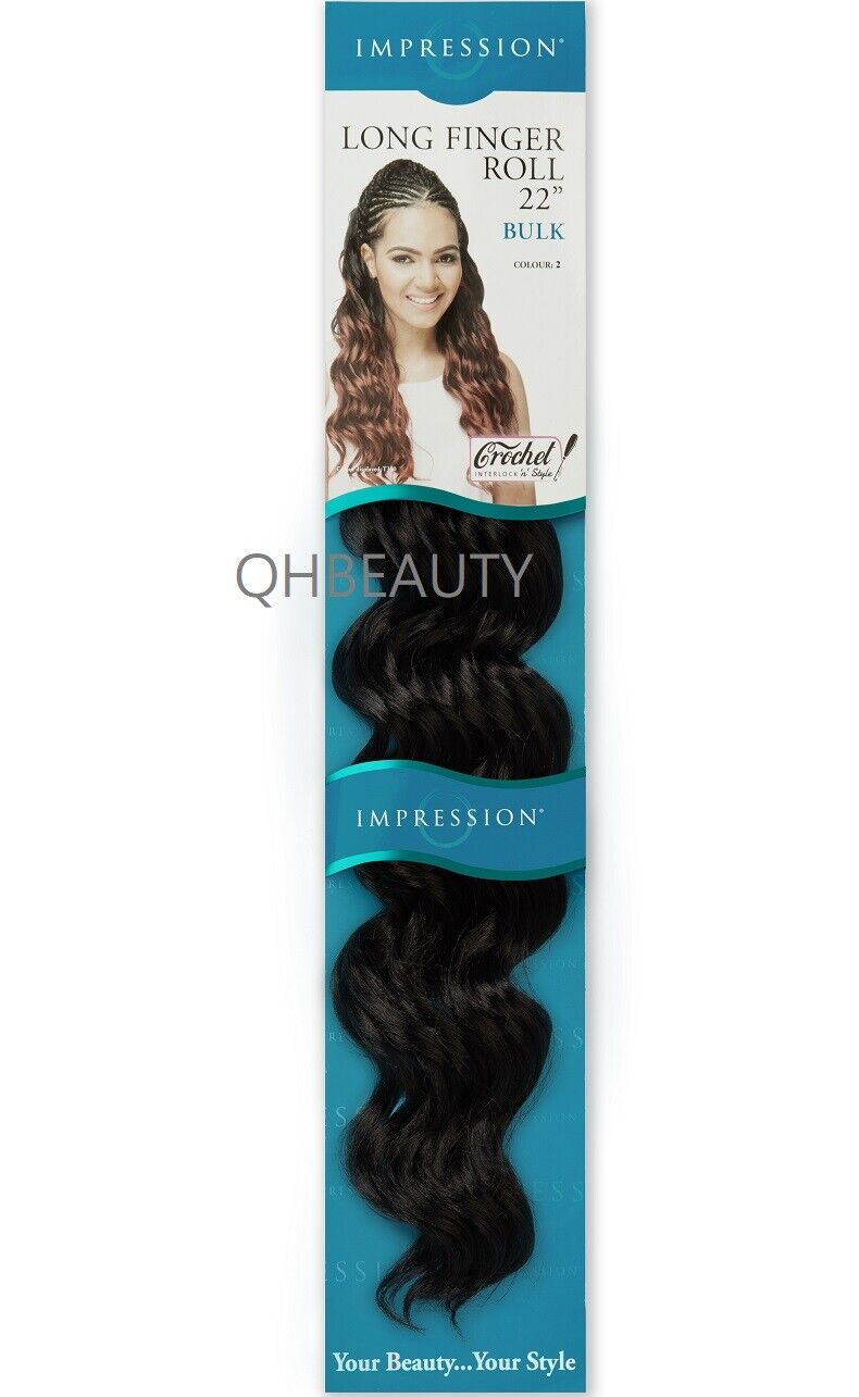 IMPRESSION SYNTHETIC HAIR EXTENSION CROCHET CURLY BRAID - LONG FINGER ROLL 22"