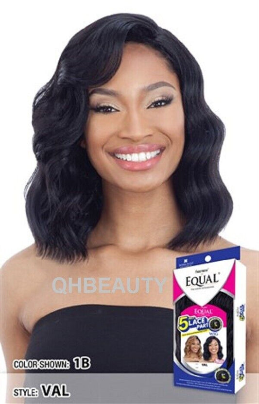 FREETRESS EQUAL SYNTHETIC 5 INCH LACE PART WAVY CURLY HAIR WIG - VAL
