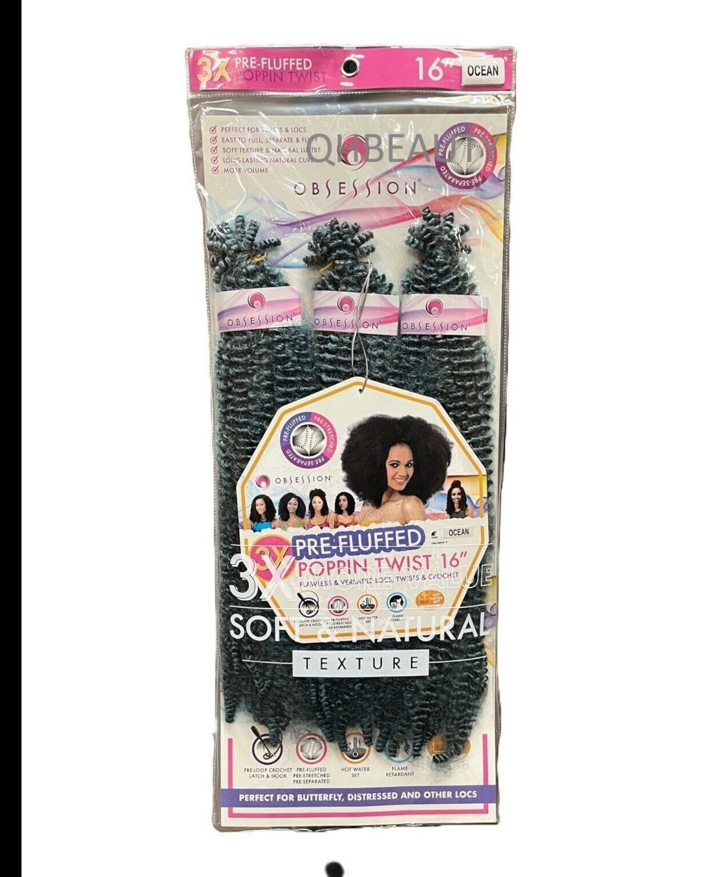 OBSESSION SYNTHETIC CROCHET SOFT BRAID 3X PRE-FLUFFED - POPPIN TWIST 16'' & 20"