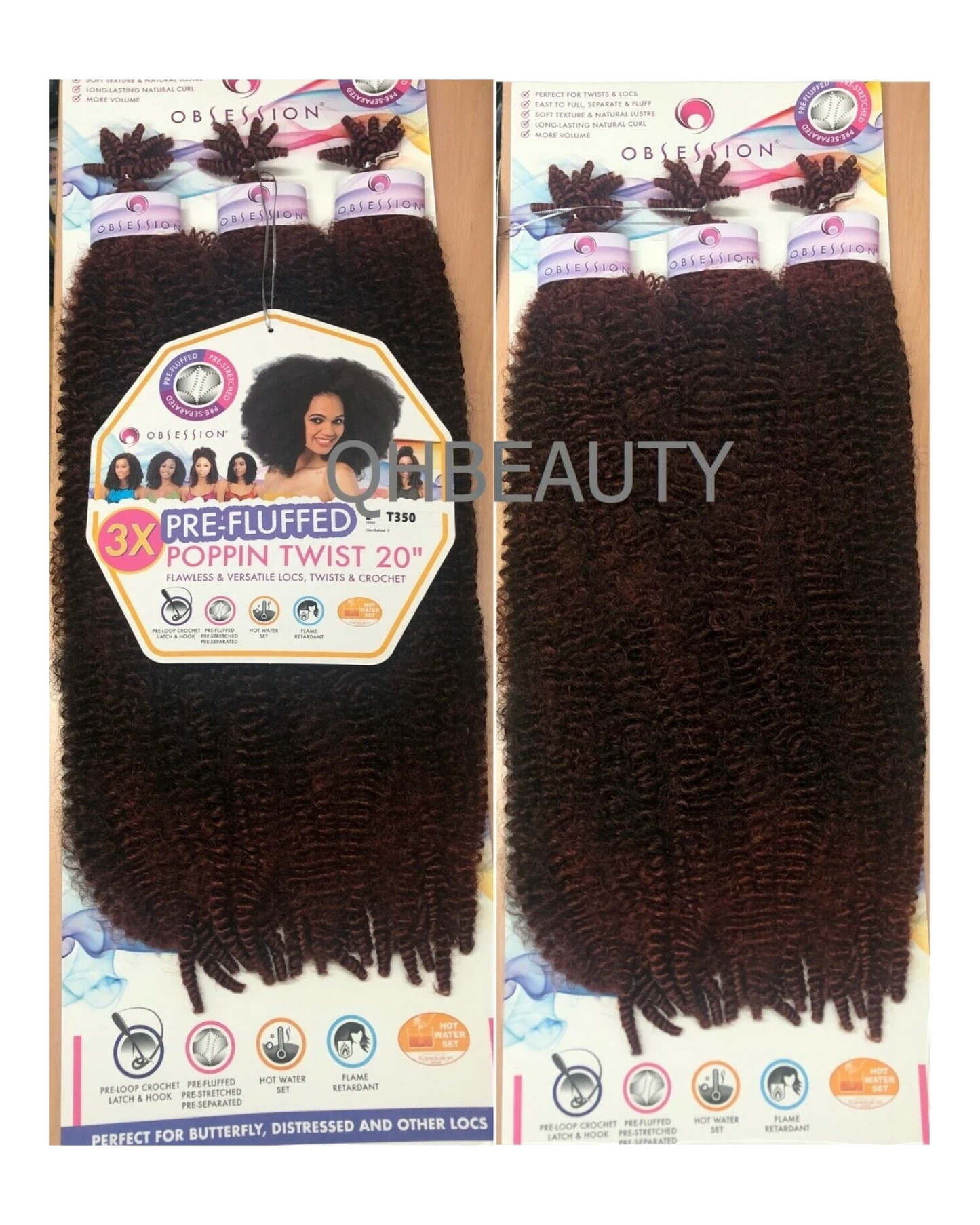 OBSESSION SYNTHETIC CROCHET SOFT BRAID 3X PRE-FLUFFED - POPPIN TWIST 16'' & 20"