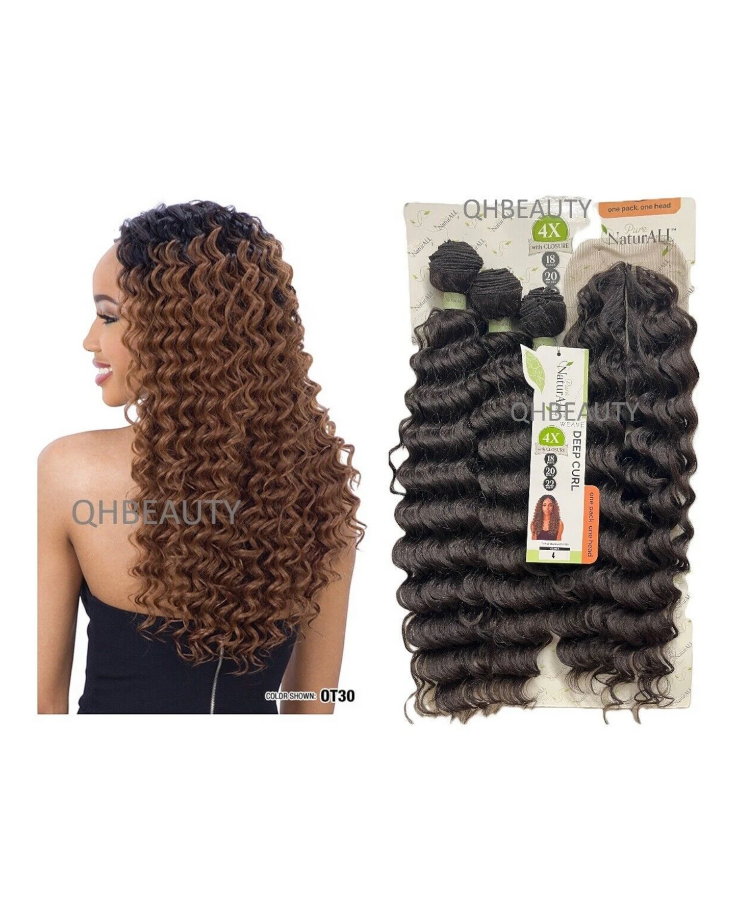 NaturALL SYNTHETIC CURLY HAIR EXTENSION 4 PCS WEAVE - DEEP CURL 18/20/22 INCHES