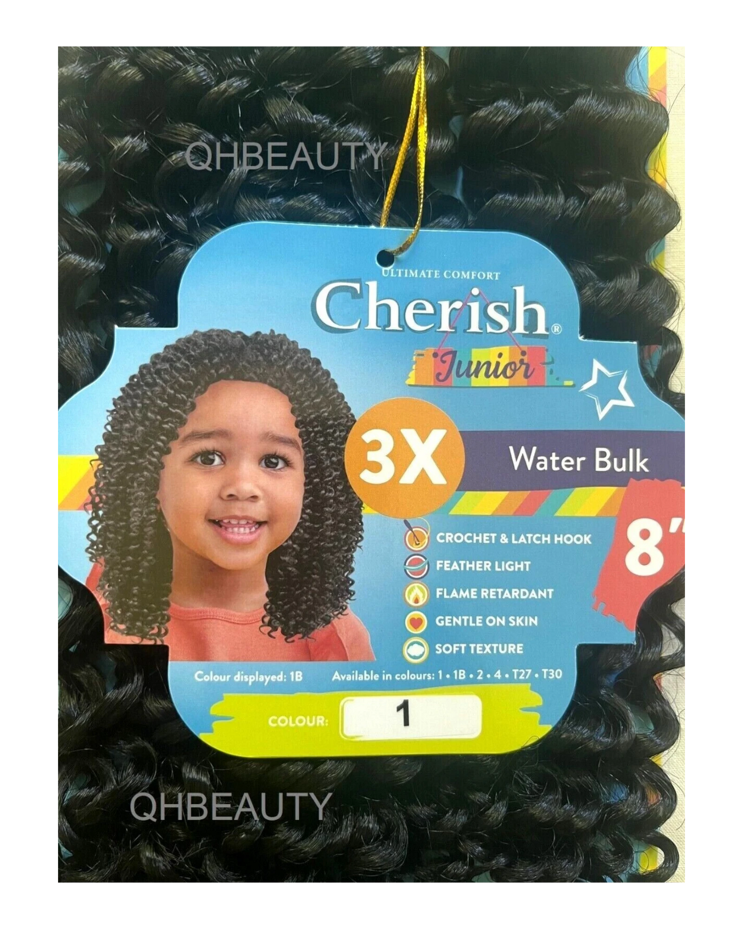 CHERISH SYNTHETIC JUNIOR KIDS CROCHET BRAID HAIR EXTENSION - 3 X WATER BULK 8''