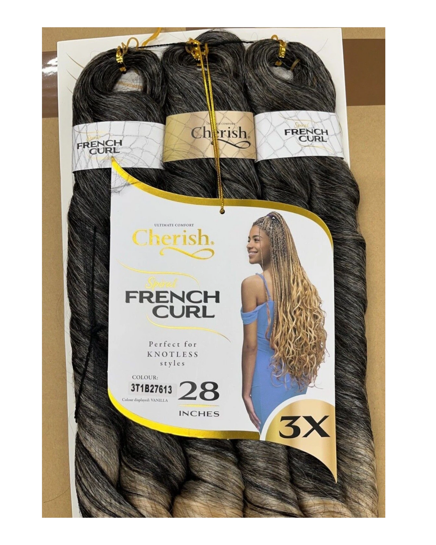 CHERISH SYNTHETIC CURLY HAIR EXTENSION BRAID - 3 x SPIRAL FRENCH CURL 28 INCHES