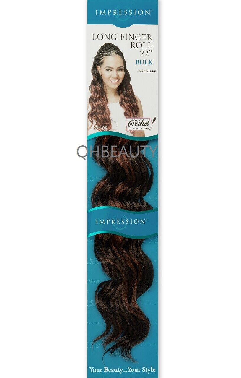 IMPRESSION SYNTHETIC HAIR EXTENSION CROCHET CURLY BRAID - LONG FINGER ROLL 22"