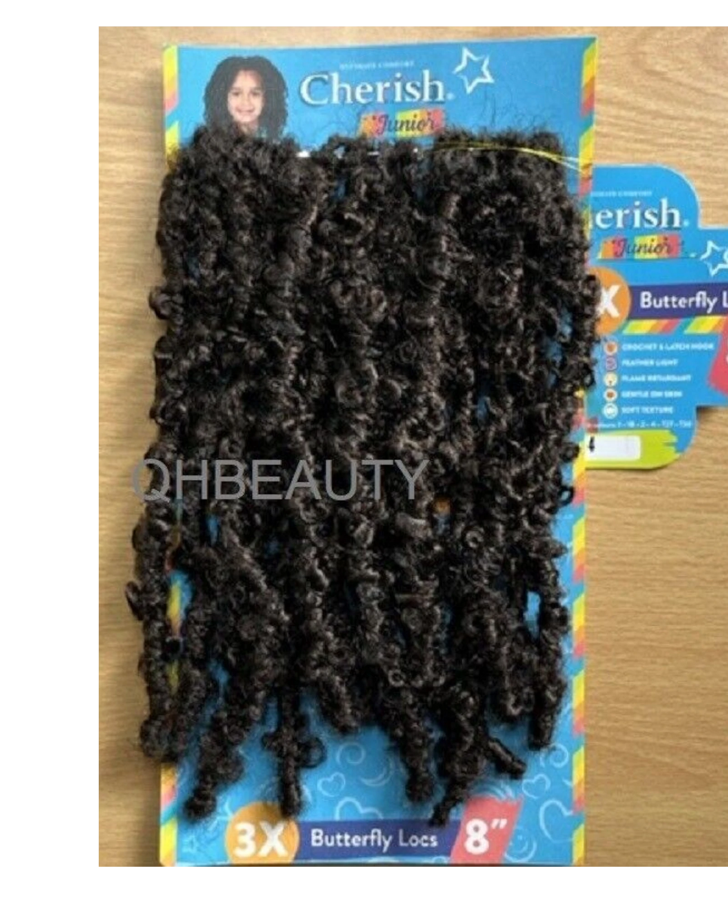 CHERISH SYNTHETIC JUNIOR KIDS CROCHET BRAID HAIR EXTENSION - 3 X BUTTERFLY LOCS 8 ''