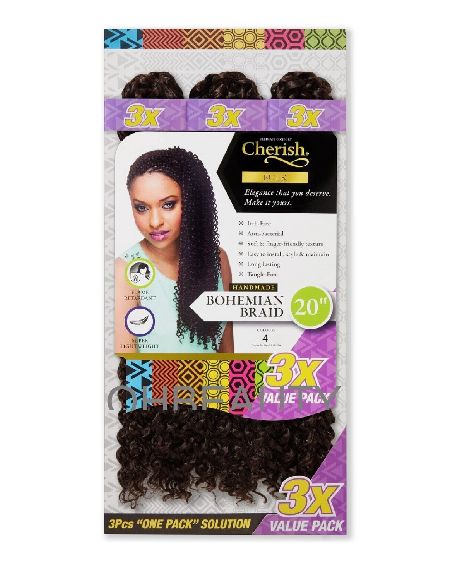 Cherish Synthetic Crochet Hair Extension Handmade  3 x BOHEMIAN BRAID 16 & 20 ''