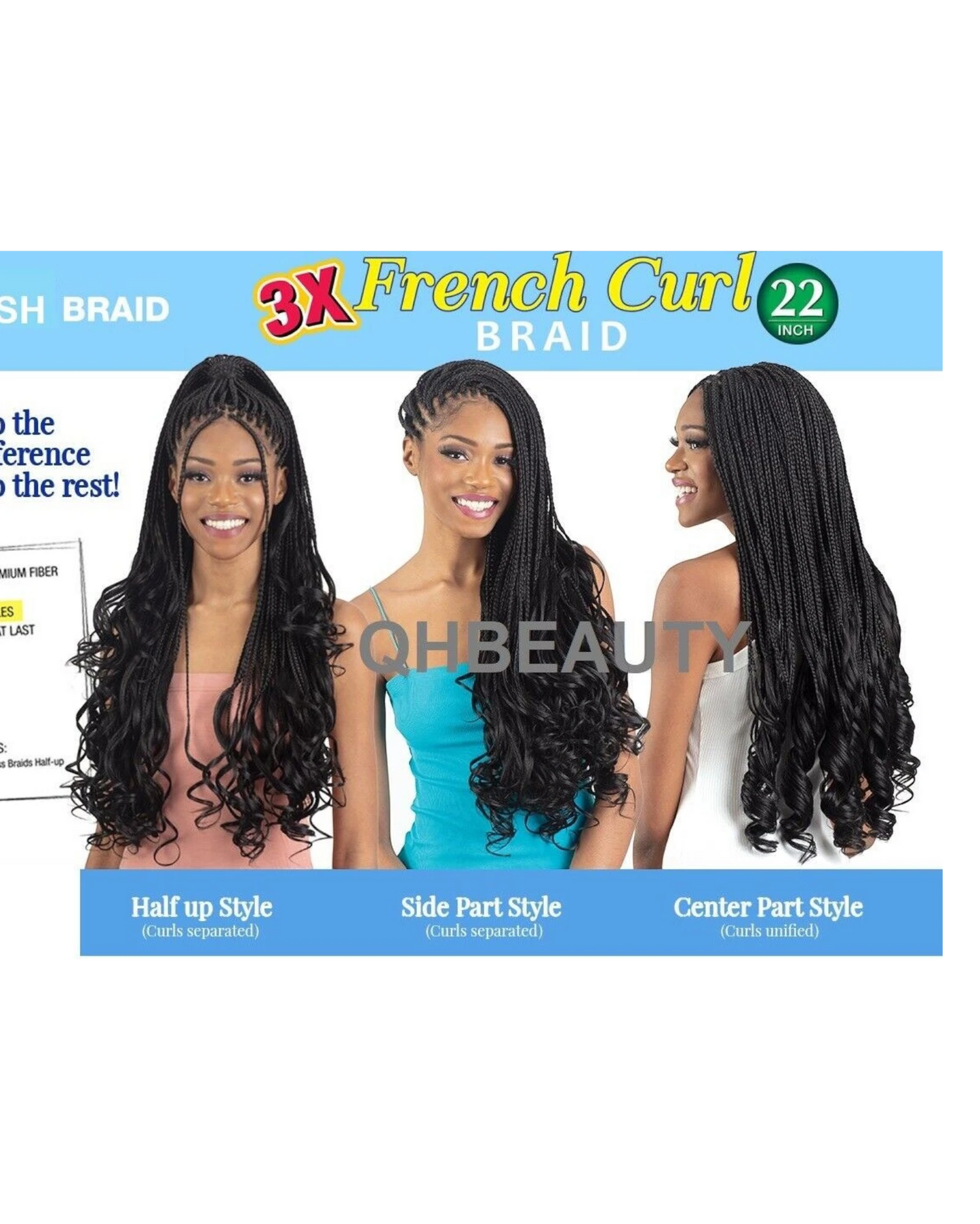 CHERISH SYNTHETIC HAIR EXTENSION BRAID - 3 x SPIRAL FRENCH CURL 22 & 28 INCHES