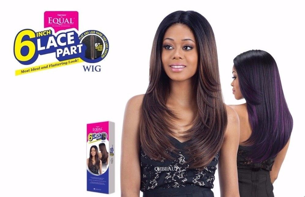 FREETRESS SYNTHETIC EQUAL 6 INCH LACE PART LONG STRAIGHT HAIR WIG MAC