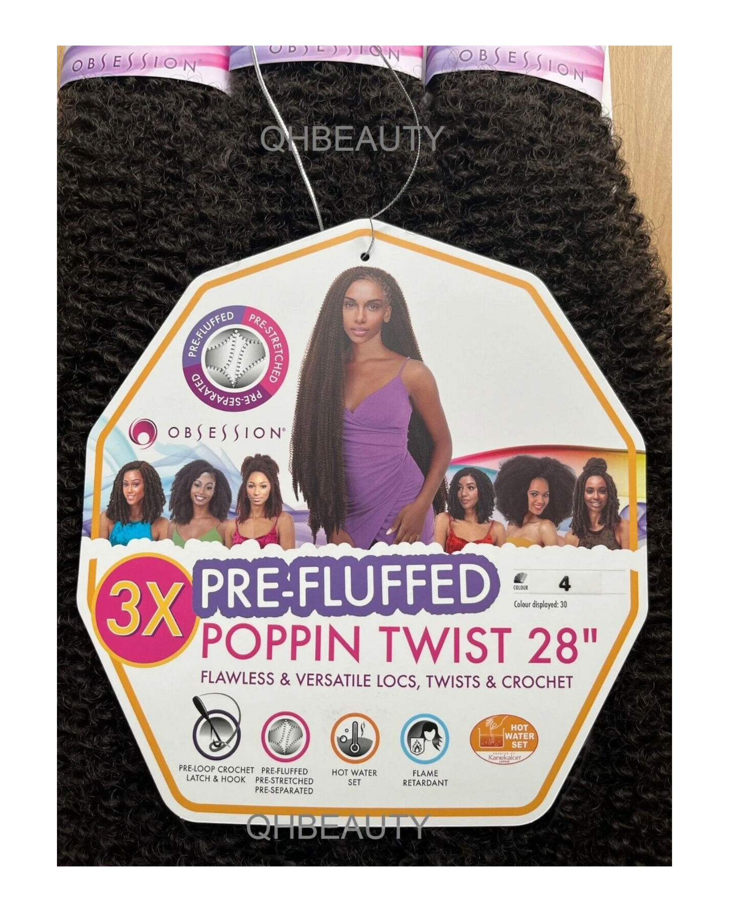 OBSESSION SYNTHETIC CROCHET BRAID 3X PRE-FLUFFED - POPPIN TWIST 28 INCHES
