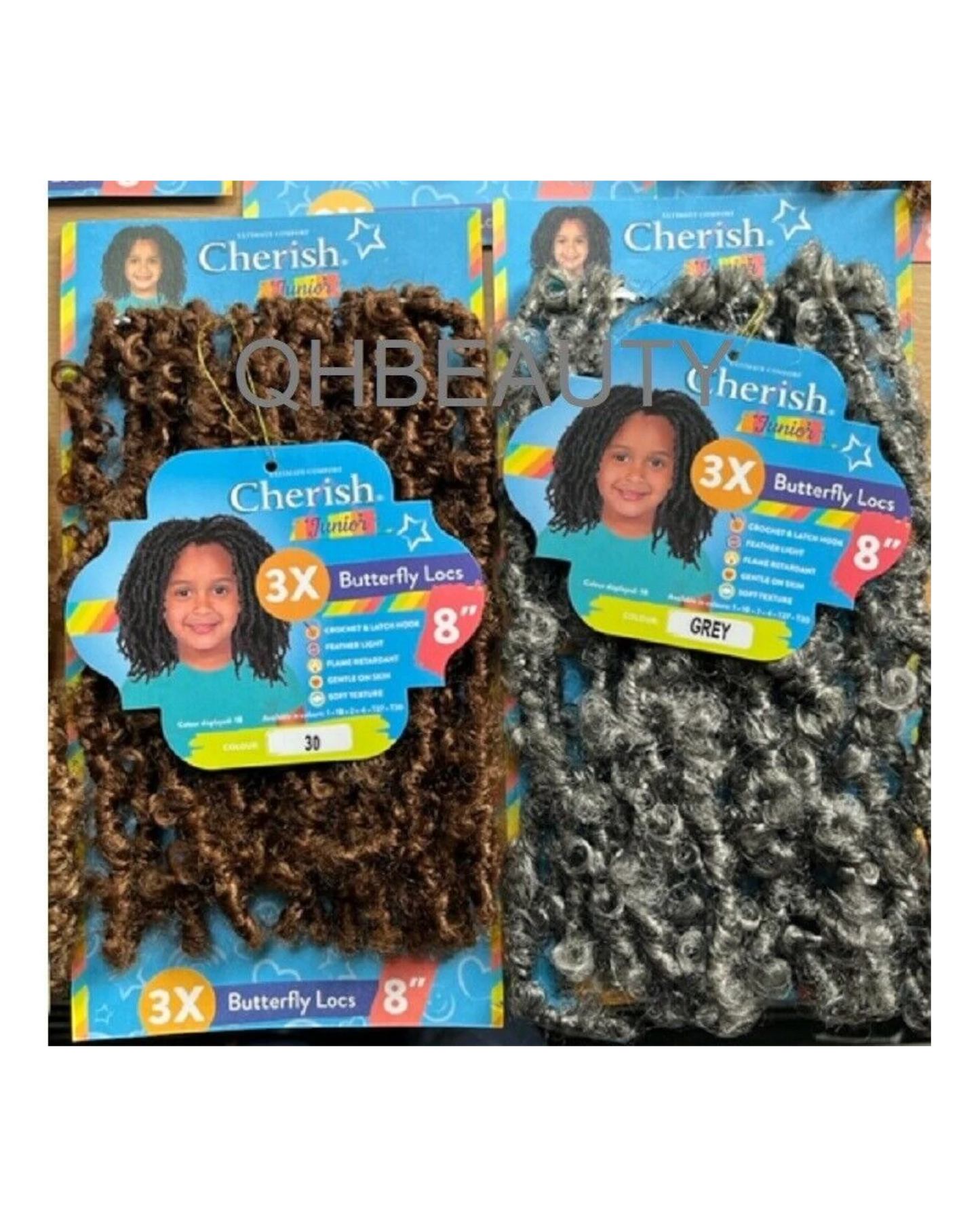 CHERISH SYNTHETIC JUNIOR KIDS CROCHET BRAID HAIR EXTENSION - 3 X BUTTERFLY LOCS 8 ''