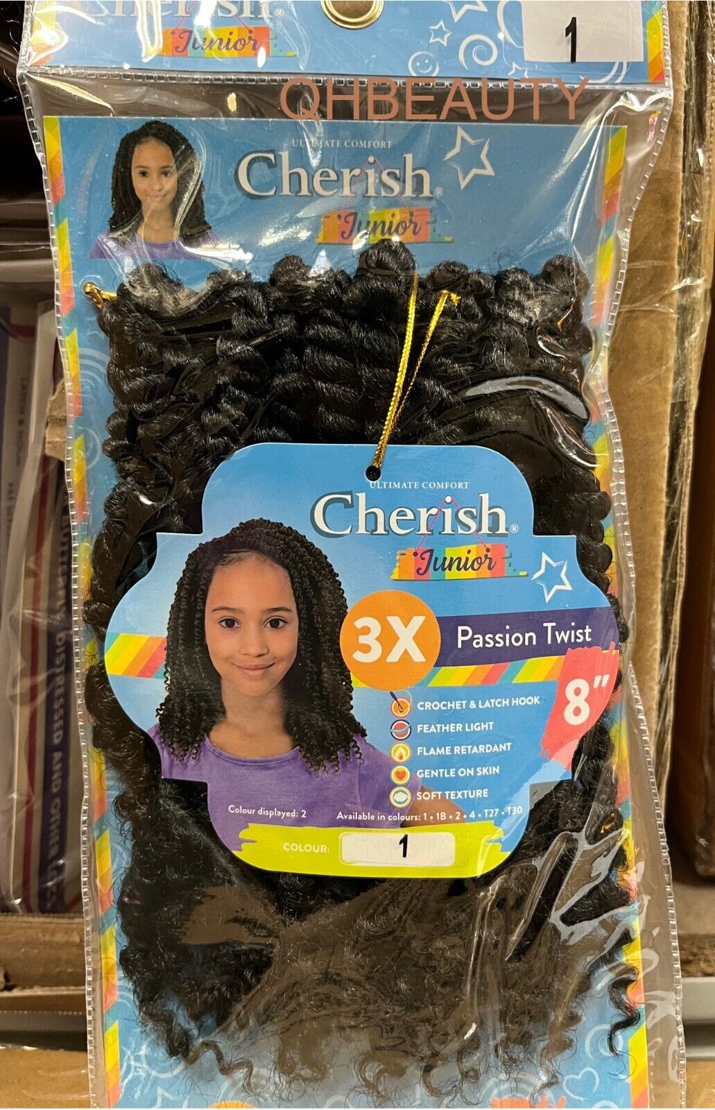 CHERISH SYNTHETIC JUNIOR KIDS CROCHET BRAID HAIR EXTENSION - PASSION TWIST 8 ''