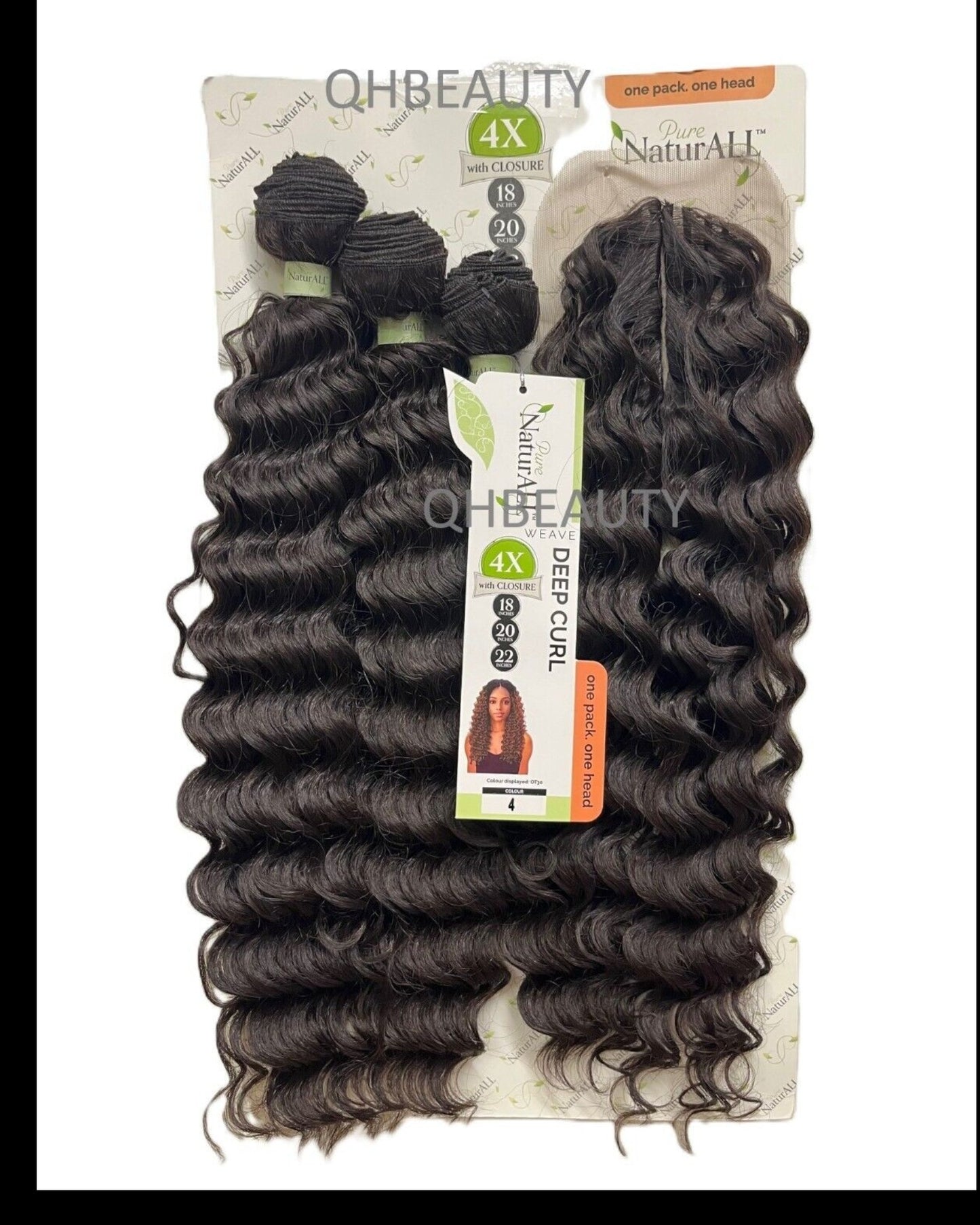 NaturALL SYNTHETIC CURLY HAIR EXTENSION 4 PCS WEAVE - DEEP CURL 18/20/22 INCHES