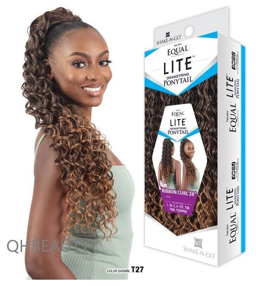 FREETRESS EQUAL DRAWSTRING SYNTHETIC CURLY LITE HAIR PONYTAIL - RIBBON GIRL 28''