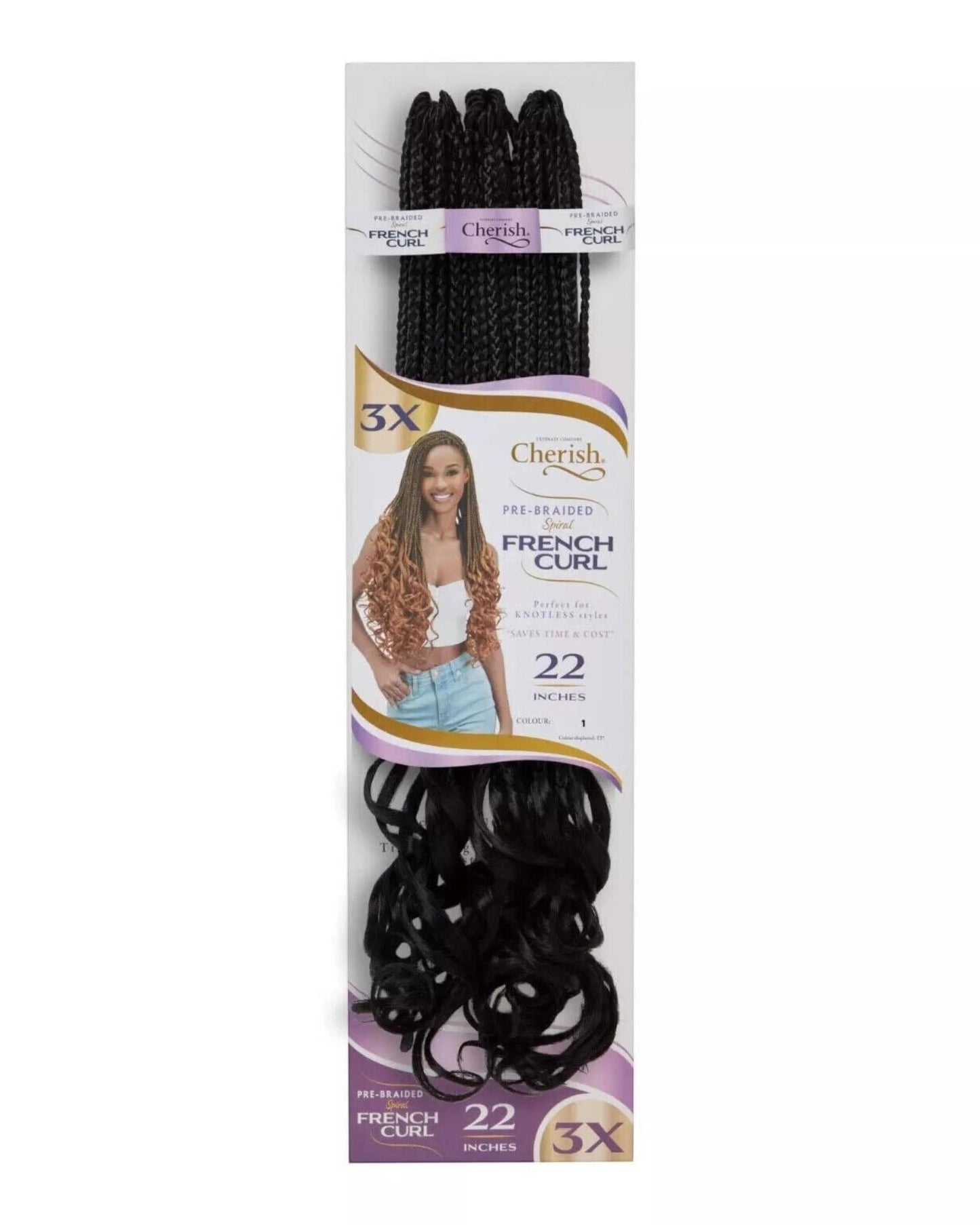 CHERISH SYNTHETIC CURLY HAIR EXTENSION BRAID - PRE BRAIDED SPIRAL FRENCH CURL 22