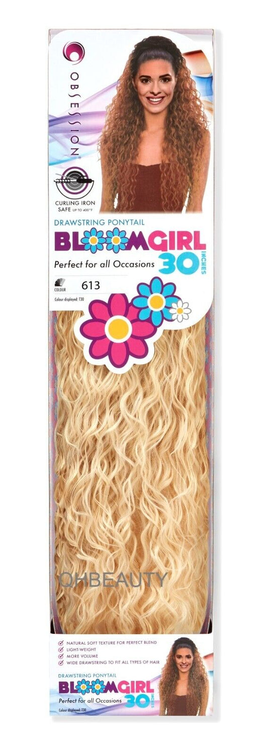 OBSESSION SYNTHETIC DRAWSTRING CURLY LONG HAIR PONYTAIL - BLOOM GIRL 30 INCH