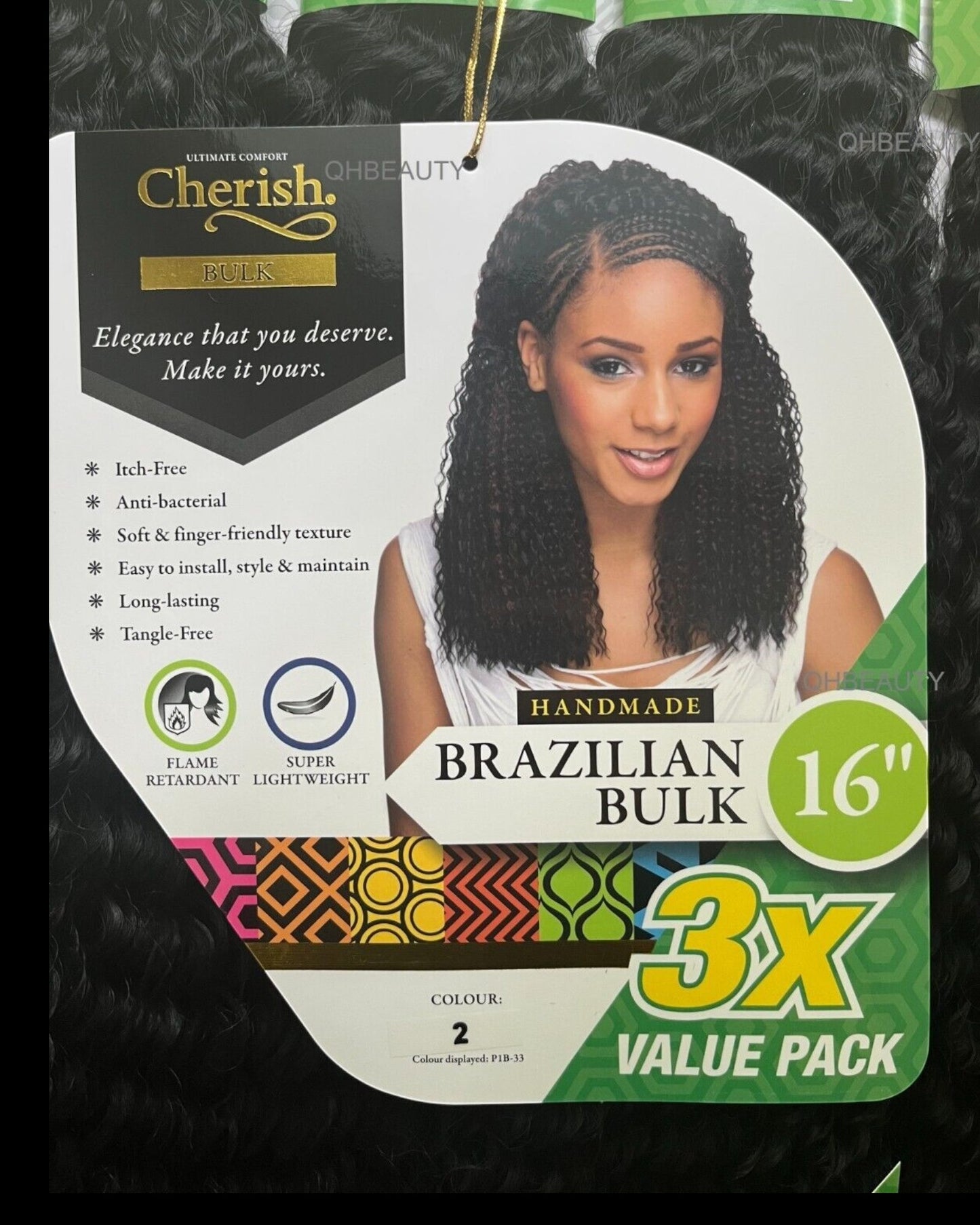 Cherish Synthetic Crochet Braid Hair Extension Handmade  3 x Brazilian Bulk 16''