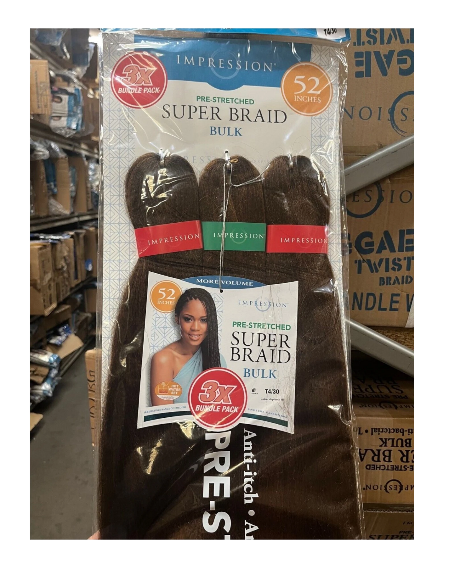 Impression Synthetic 3 X Bundle Pack Crochet Hair Extensions - Super Braid 52 "