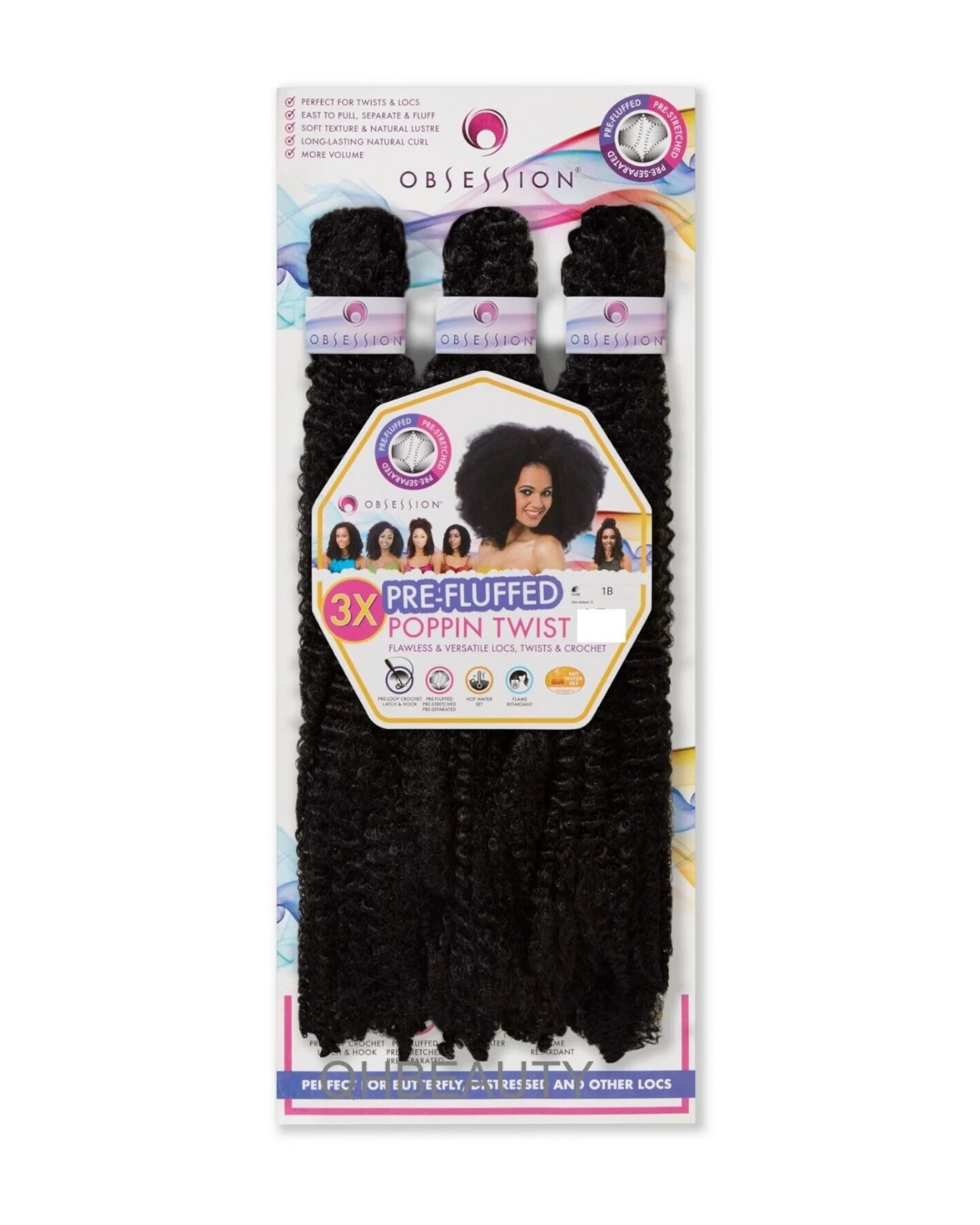 OBSESSION SYNTHETIC CROCHET SOFT BRAID 3X PRE-FLUFFED - POPPIN TWIST 16'' & 20"