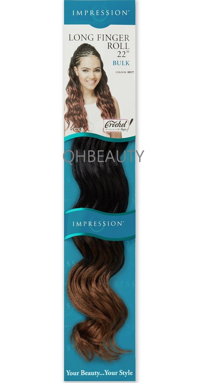 IMPRESSION SYNTHETIC HAIR EXTENSION CROCHET CURLY BRAID - LONG FINGER ROLL 22"