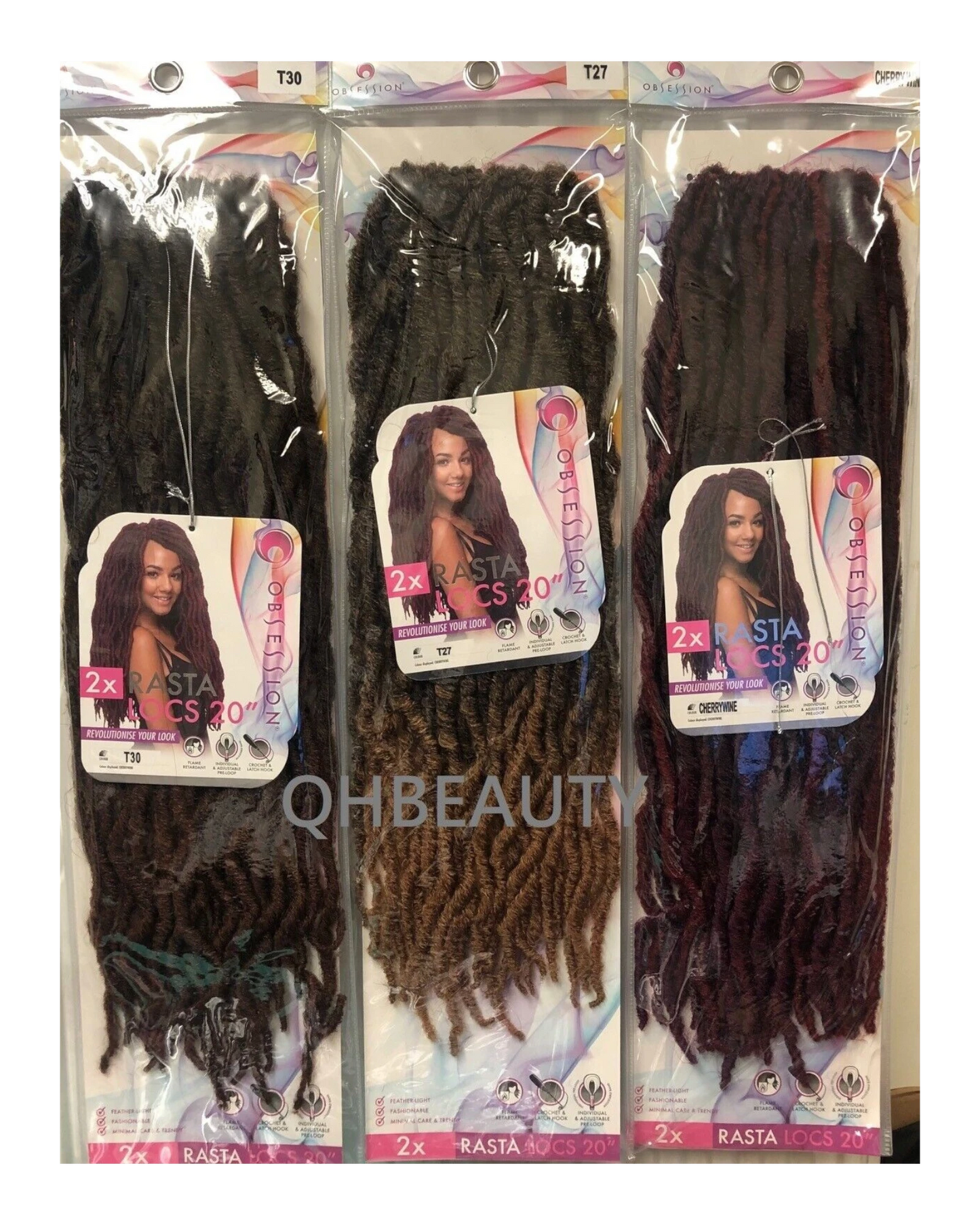 Obsession Synthetic Crochet Pre Looped Braid Hair Extension - RASTA LOCS 20 INCH