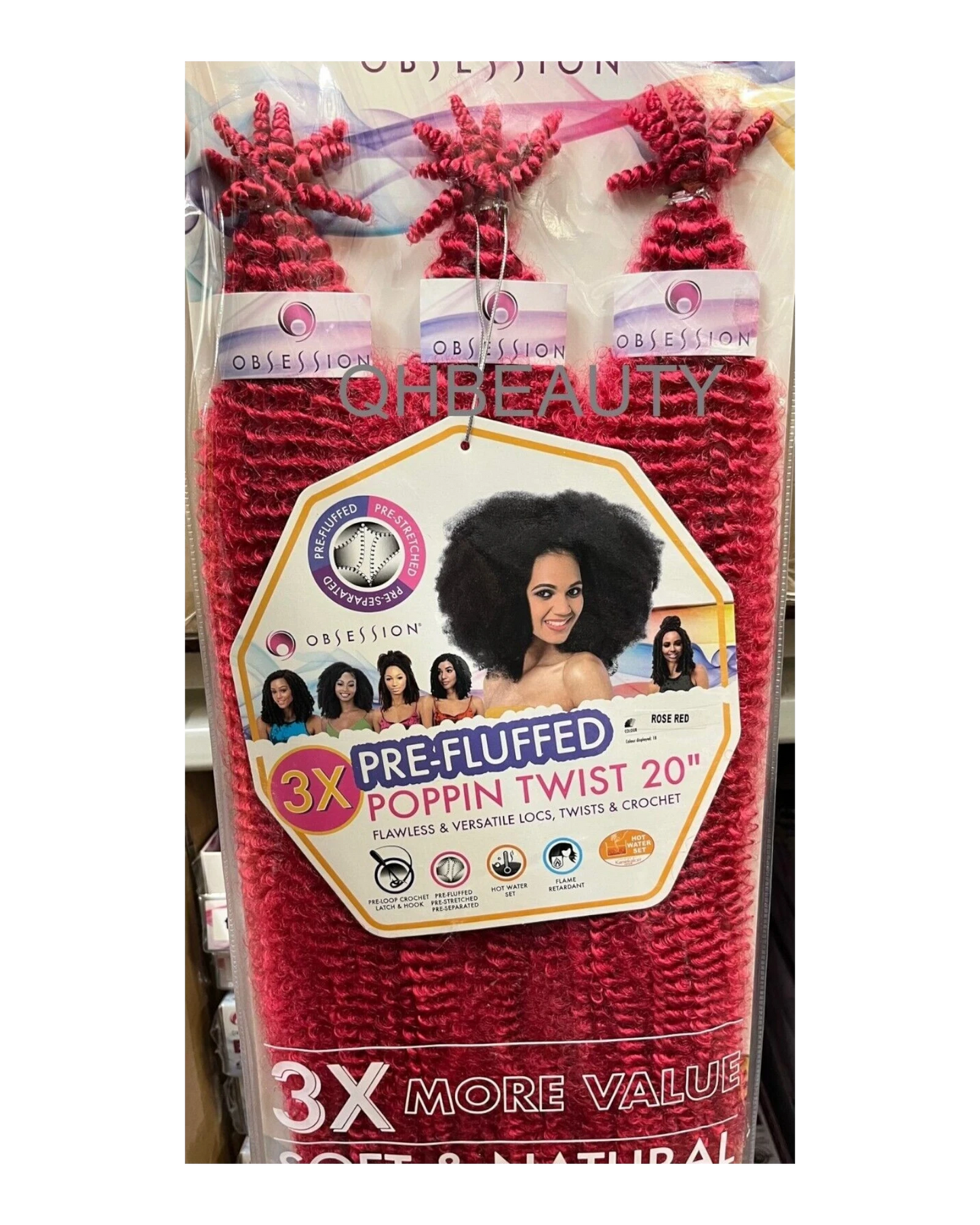 OBSESSION SYNTHETIC CROCHET SOFT BRAID 3X PRE-FLUFFED - POPPIN TWIST 16'' & 20"
