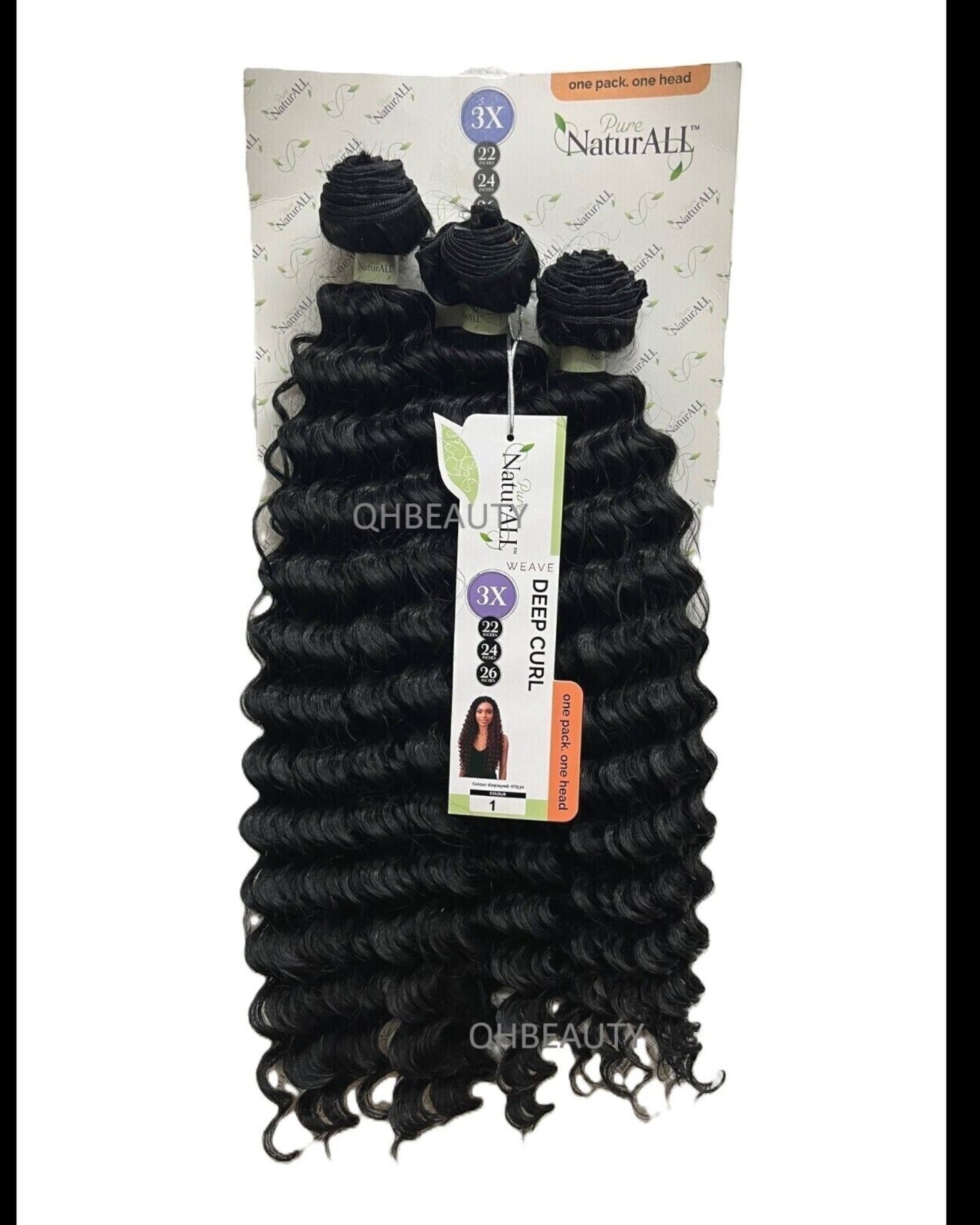 NaturALL SYNTHETIC CURLY HAIR EXTENSION 3 PCS WEAVE - DEEP CURL 22/24/26 INCHES