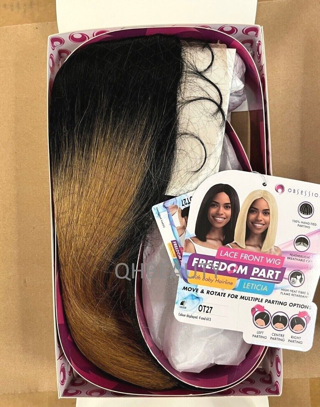Obsession Synthetic Lace Front Free Part Hand Tied Straight Hair Wig - Leticia