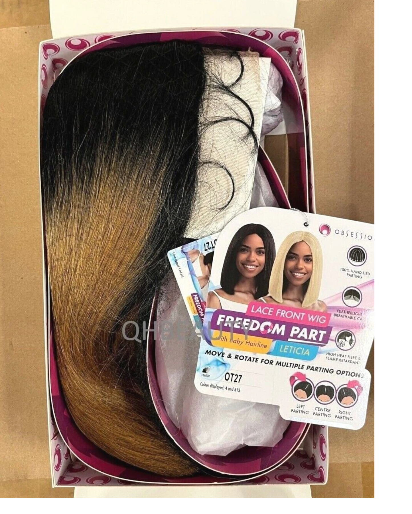Obsession Synthetic Lace Front Free Part Hand Tied Straight Hair Wig - Leticia