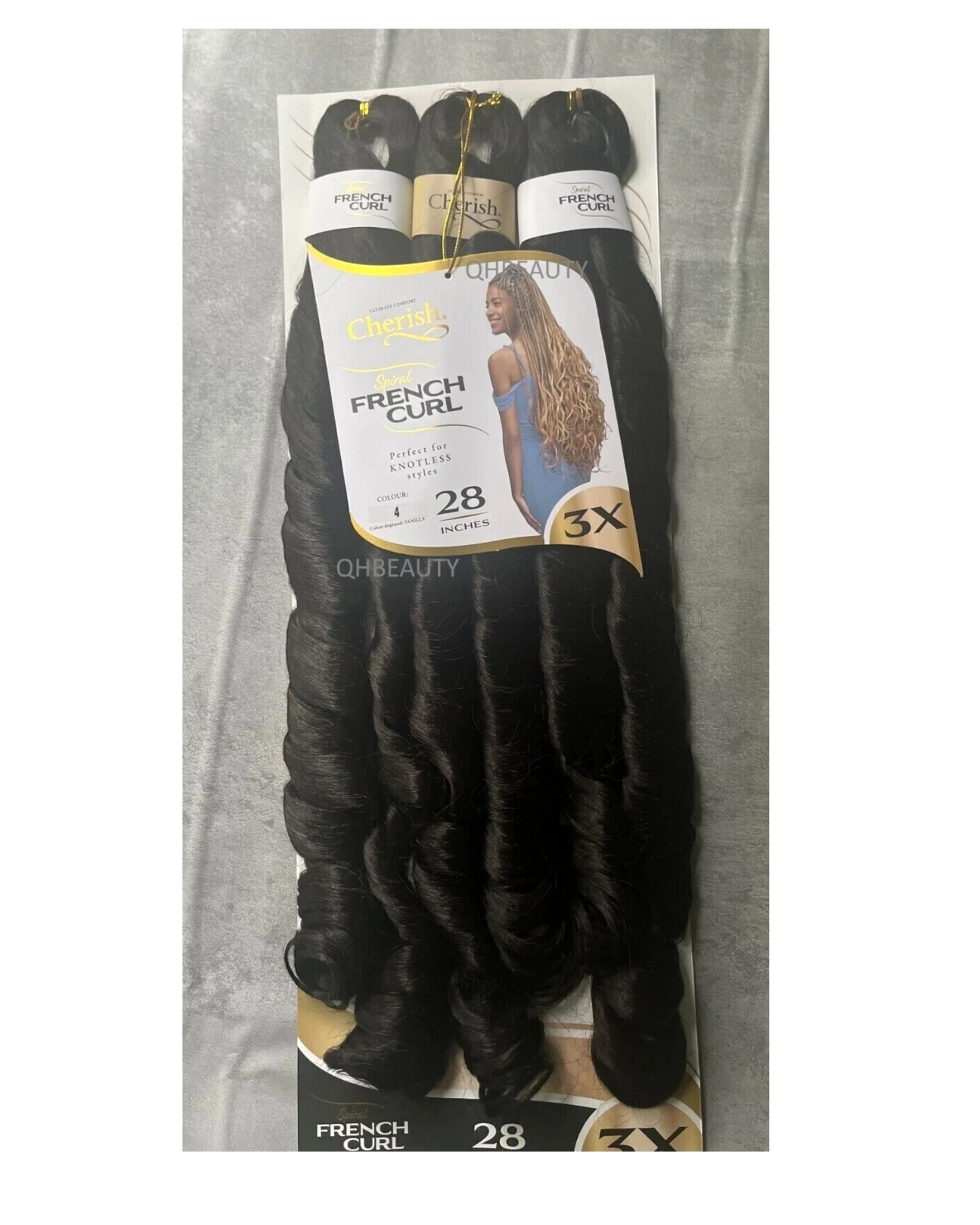 CHERISH SYNTHETIC HAIR EXTENSION BRAID - 3 x SPIRAL FRENCH CURL 22 & 28 INCHES