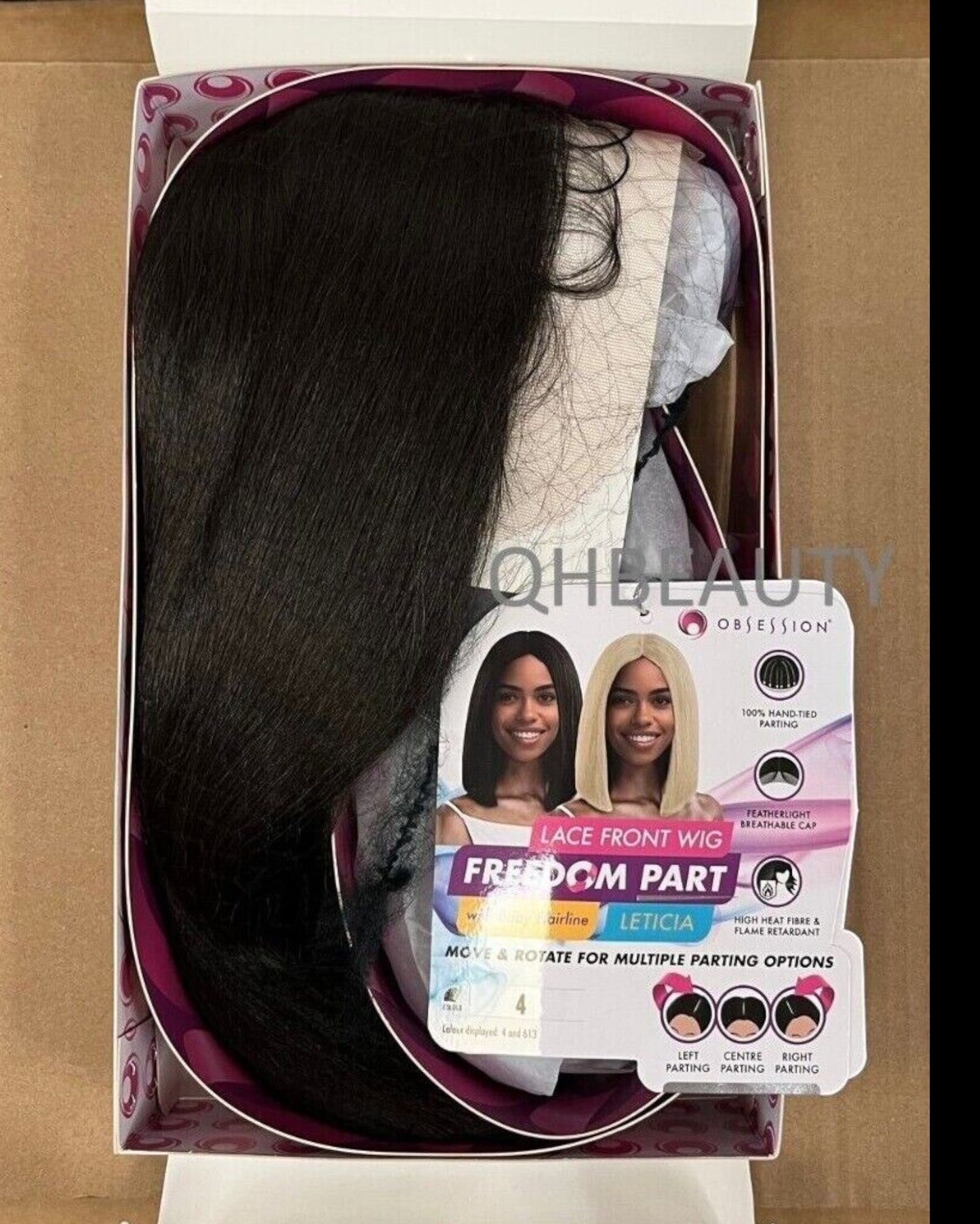 Obsession Synthetic Lace Front Free Part Hand Tied Straight Hair Wig - Leticia