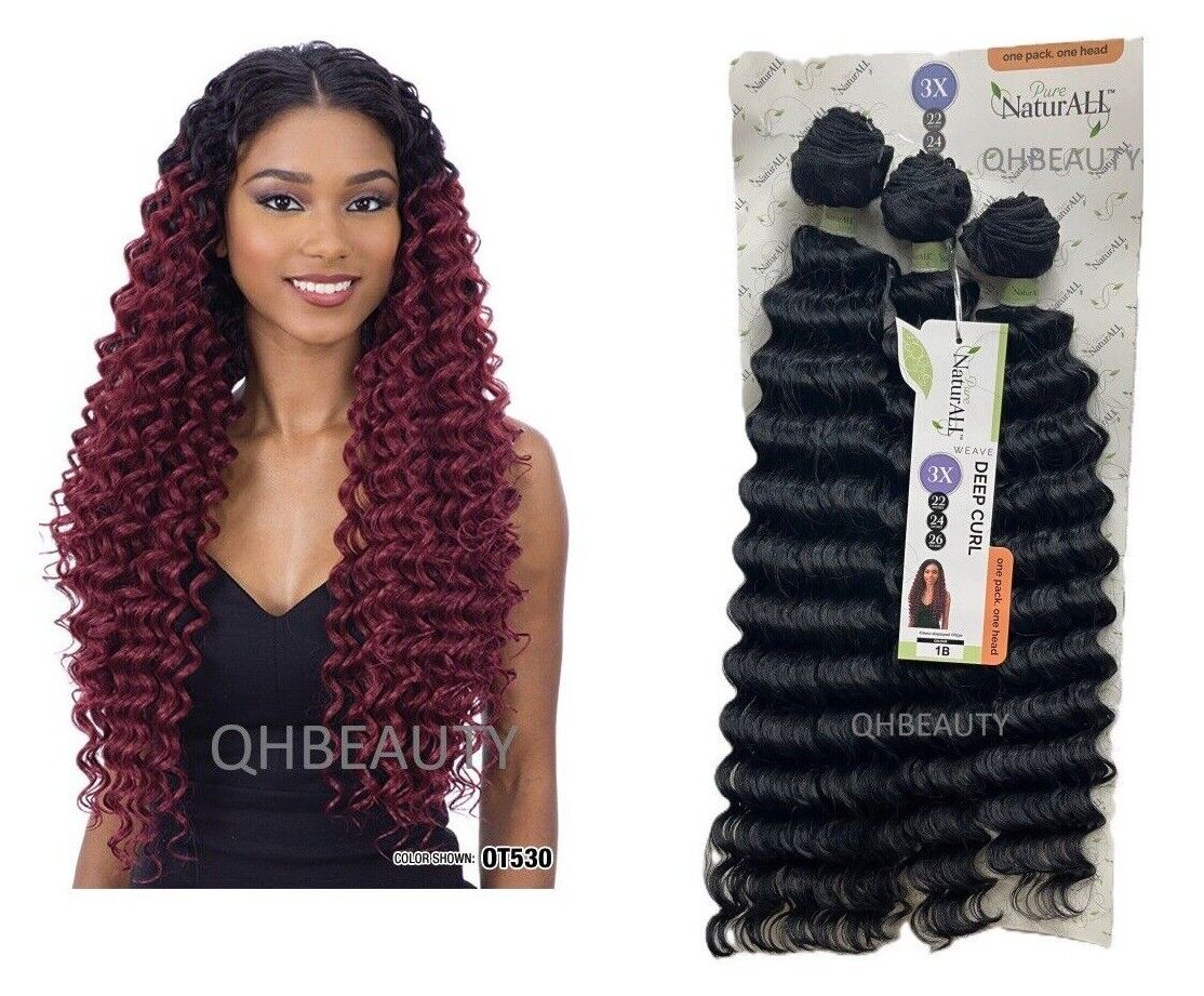 NaturALL SYNTHETIC CURLY HAIR EXTENSION 3 PCS WEAVE - DEEP CURL 22/24/26 INCHES