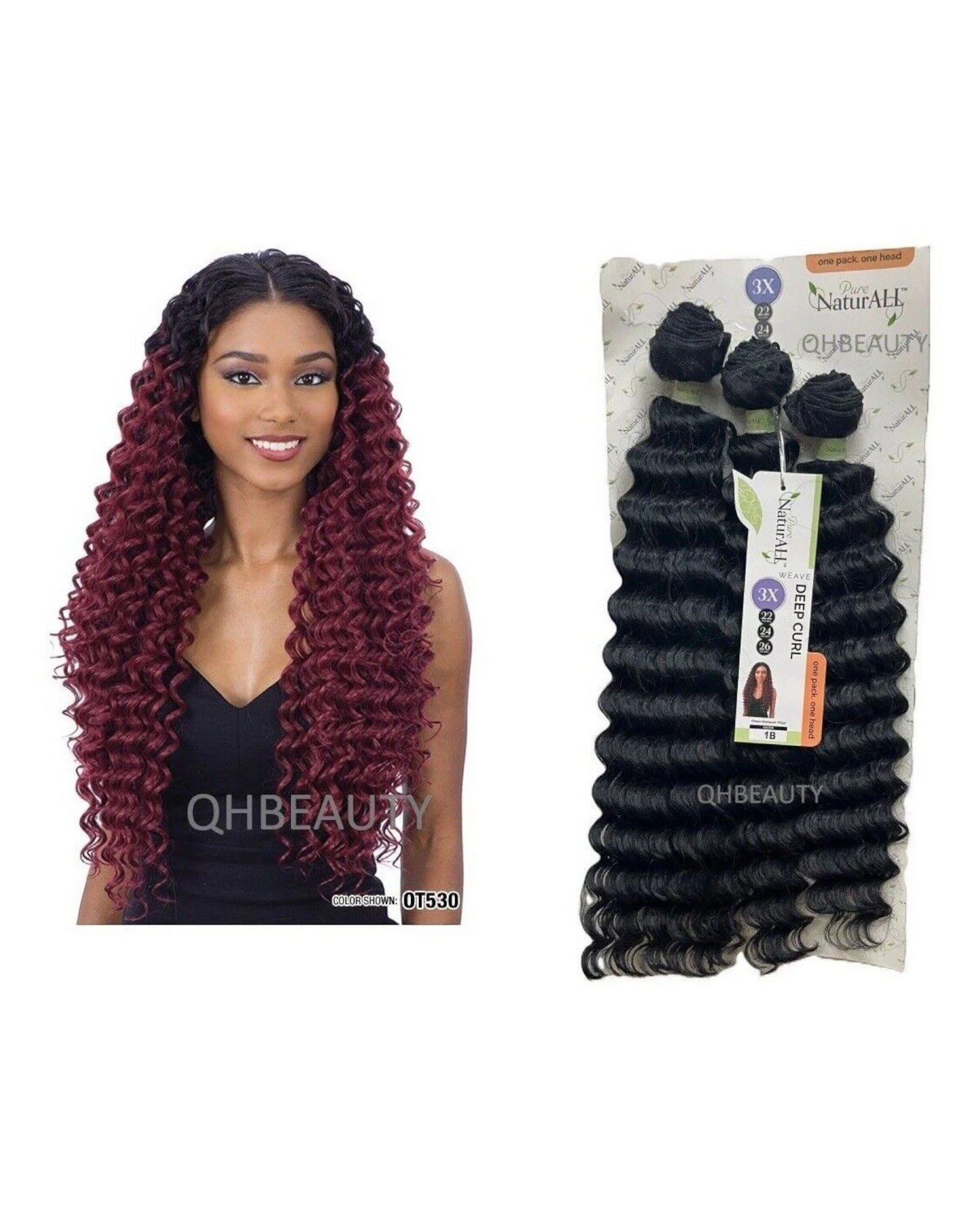NaturALL SYNTHETIC CURLY HAIR EXTENSION 3 PCS WEAVE - DEEP CURL 22/24/26 INCHES