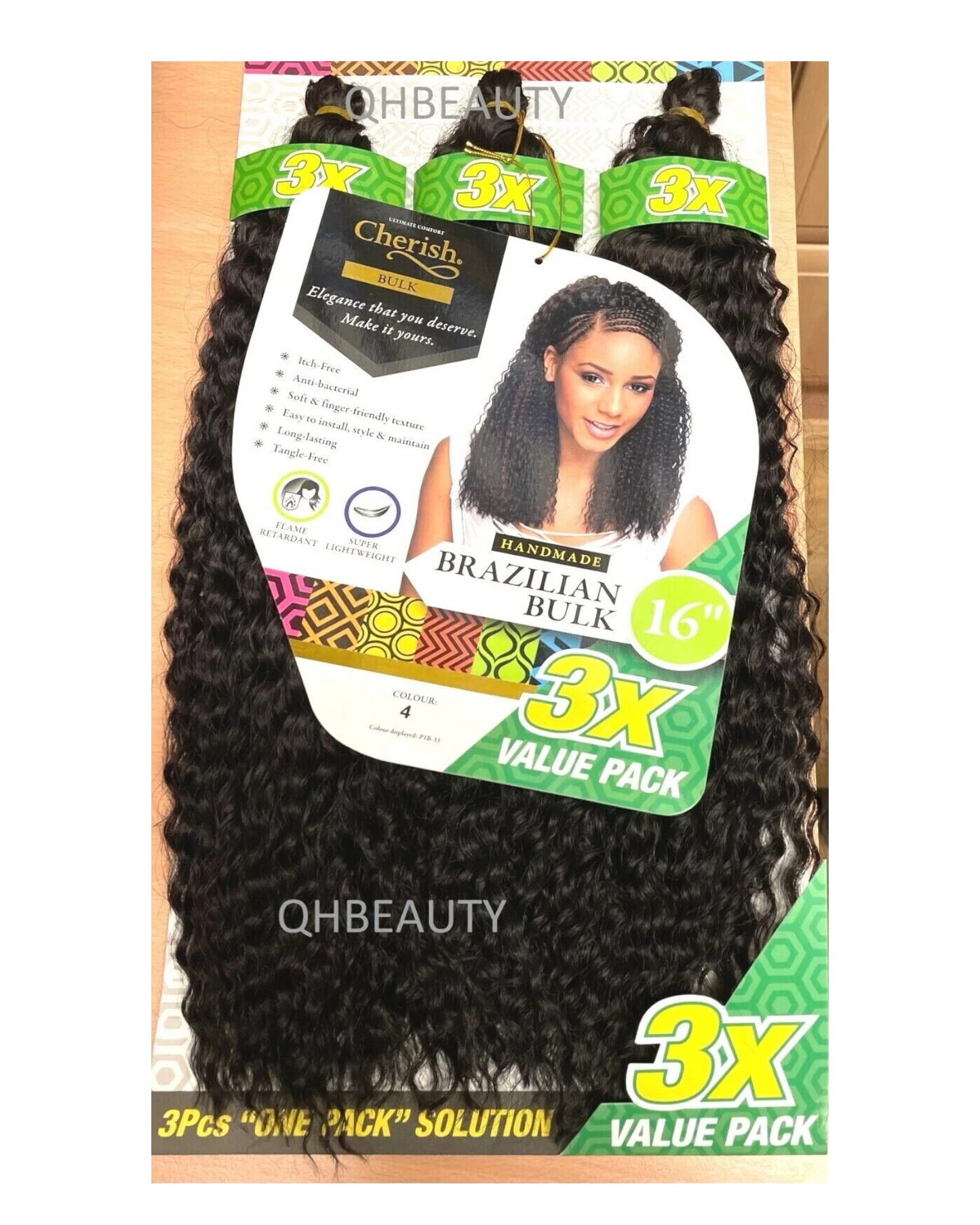 Cherish Synthetic Crochet Braid Hair Extension Handmade  3 x Brazilian Bulk 16''